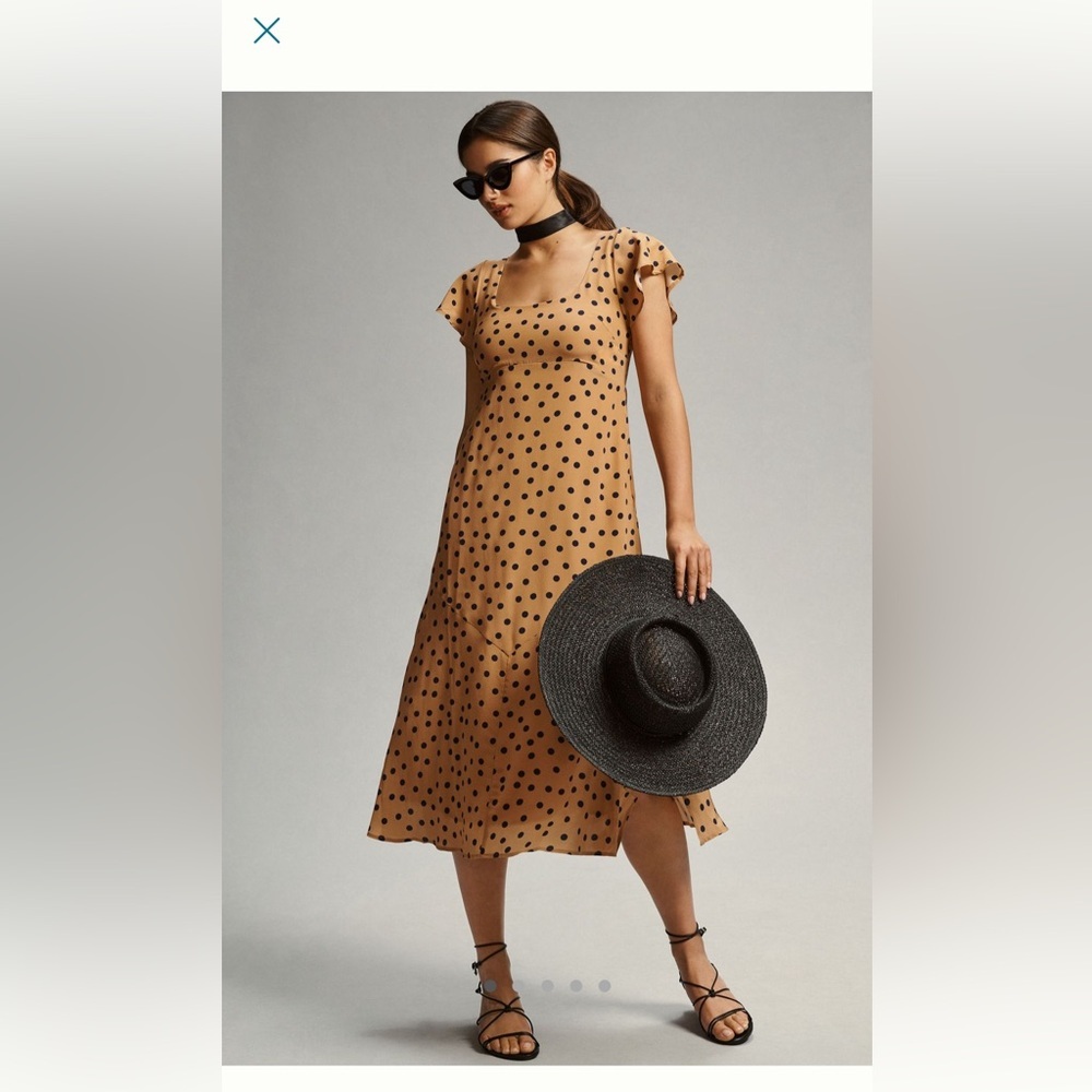 Anthropologie Maeve Silk Polka Dot Midi Dress Women’s 12